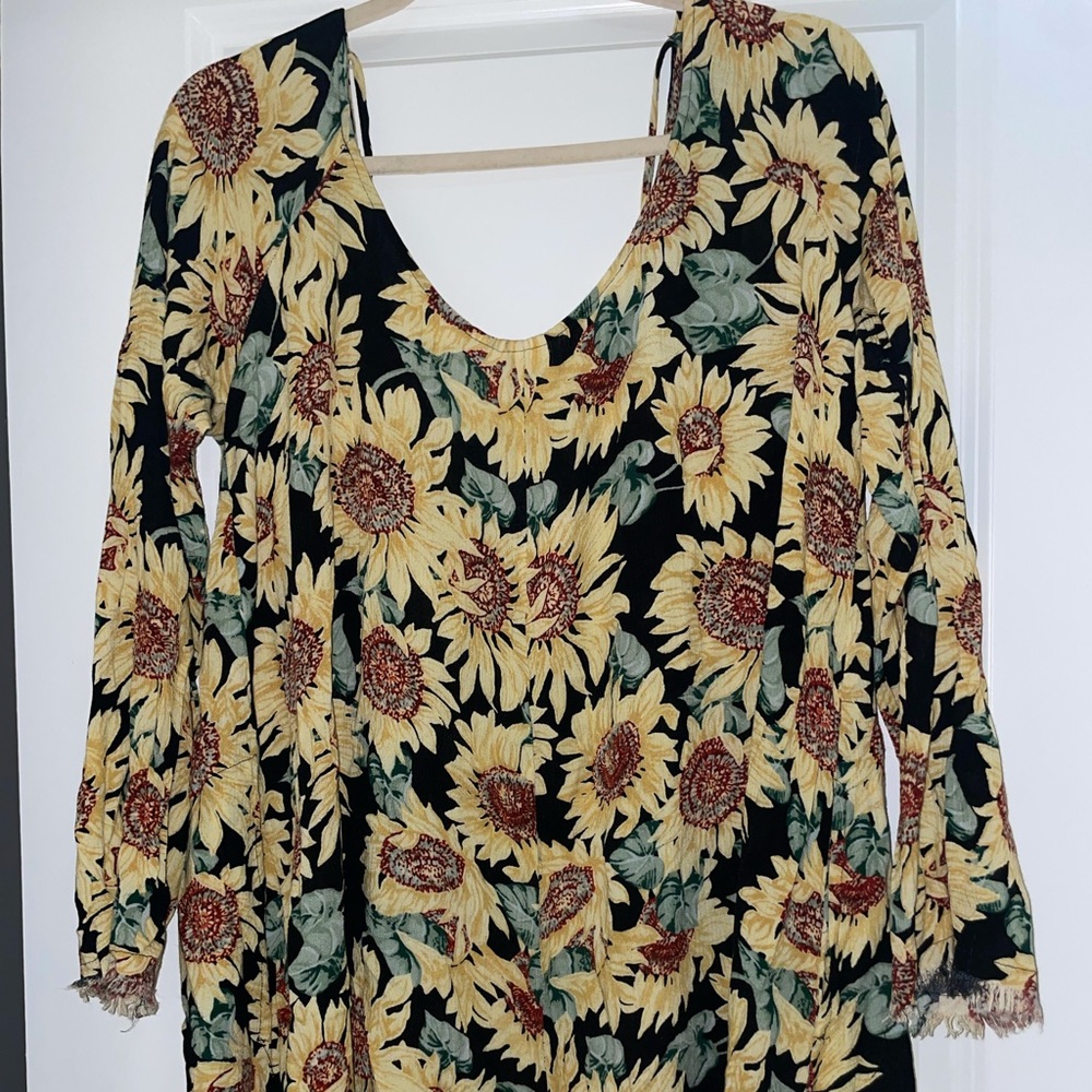 Scoop neck sunflower dress